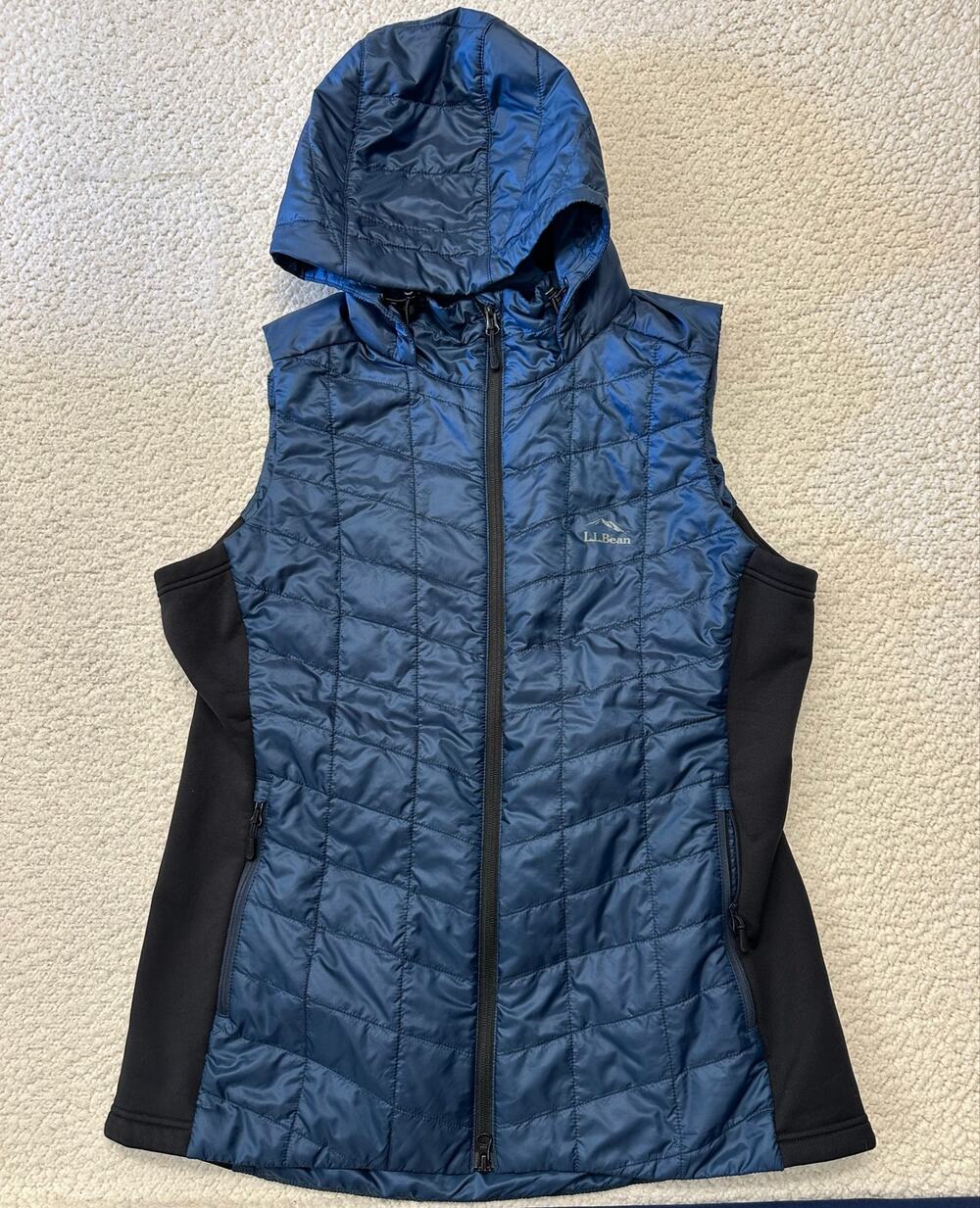 LL Bean Womens PrimaLoft Hooded Vest Large Petite